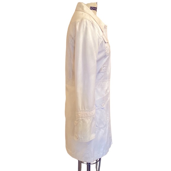 Anthropologie Tulle Brand Off White Trench Coat 🤍 100% Cotton 2 Deep Pockets - Picture 6 of 10